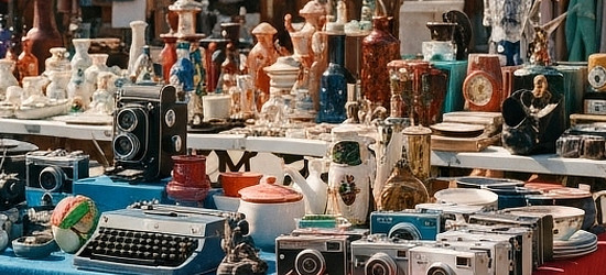 Shopping for classic cameras and office equipment, at First Monday!