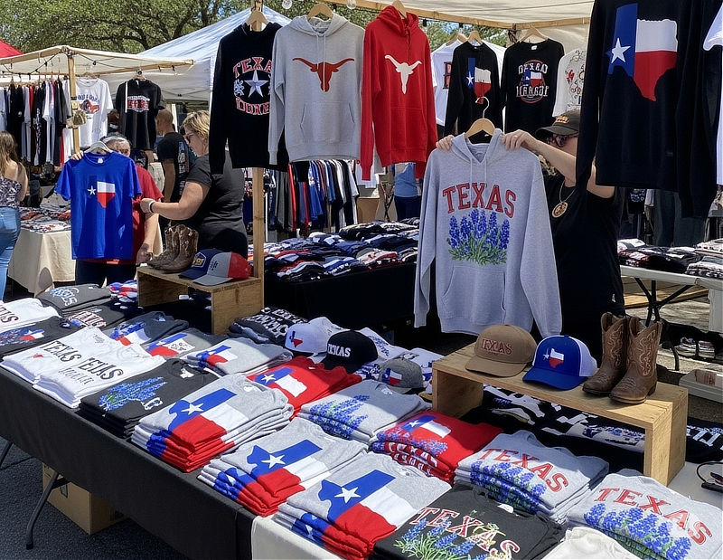 Texas t-shirts and caps for sale ... at Canton First Monday Trade Days in East Texas